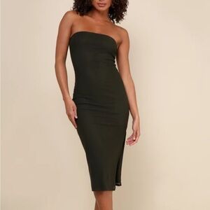 Size large olive green slip on strapless dress new with tags never worn